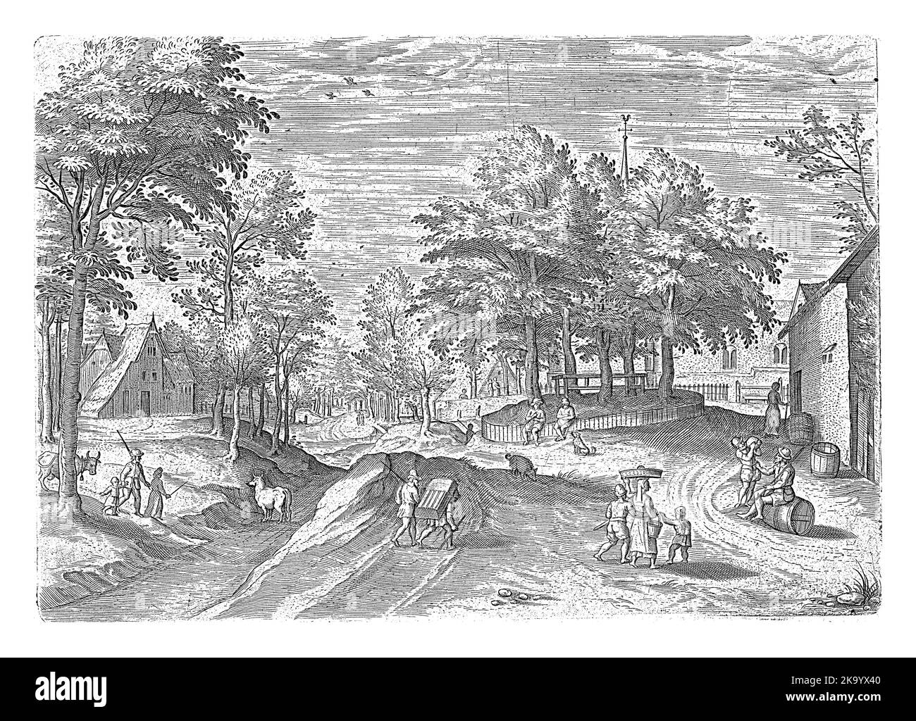 Blick auf das Gasthaus Klein Bijgaarden in der Gemeinde Sint-Pietersleeuw, in der Nähe von Brüssel. Rund um den Gasthof finden Trinken und Essen statt. Stockfoto