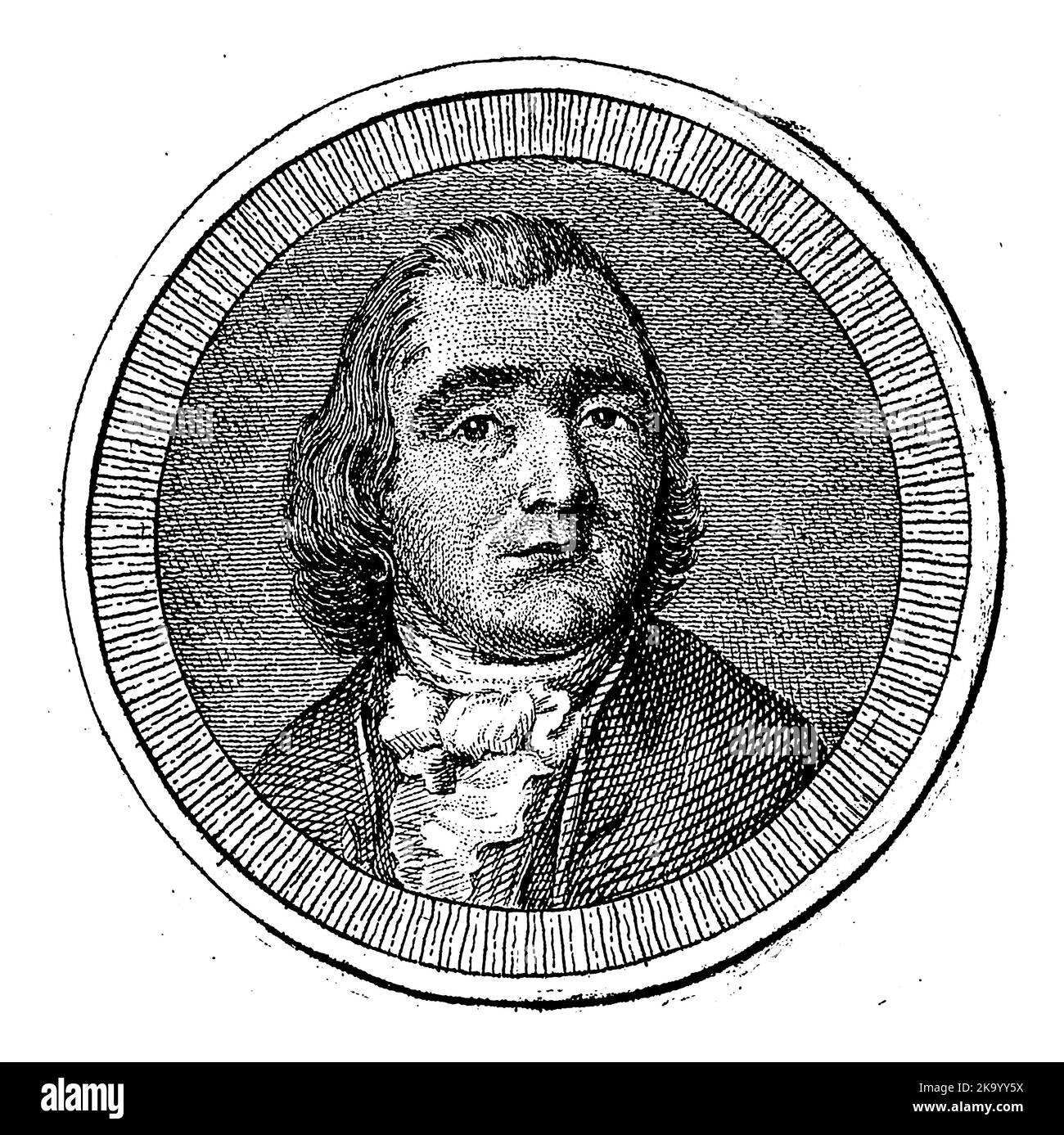 Porträt von Cornelis van der Burg, Abraham Jacobsz. Hulk, 1794 Büste von Cornelis van der Burg, Patriot und Bürgermeister von Bolsward. Er wurde zum Tode verurteilt Stockfoto