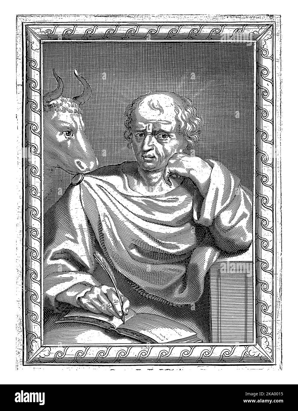 H. Lucas mit dem Stier, Pierre Landry, Pierre Landry (möglicherweise), 1640 - 1701, Jahrgang graviert. Stockfoto