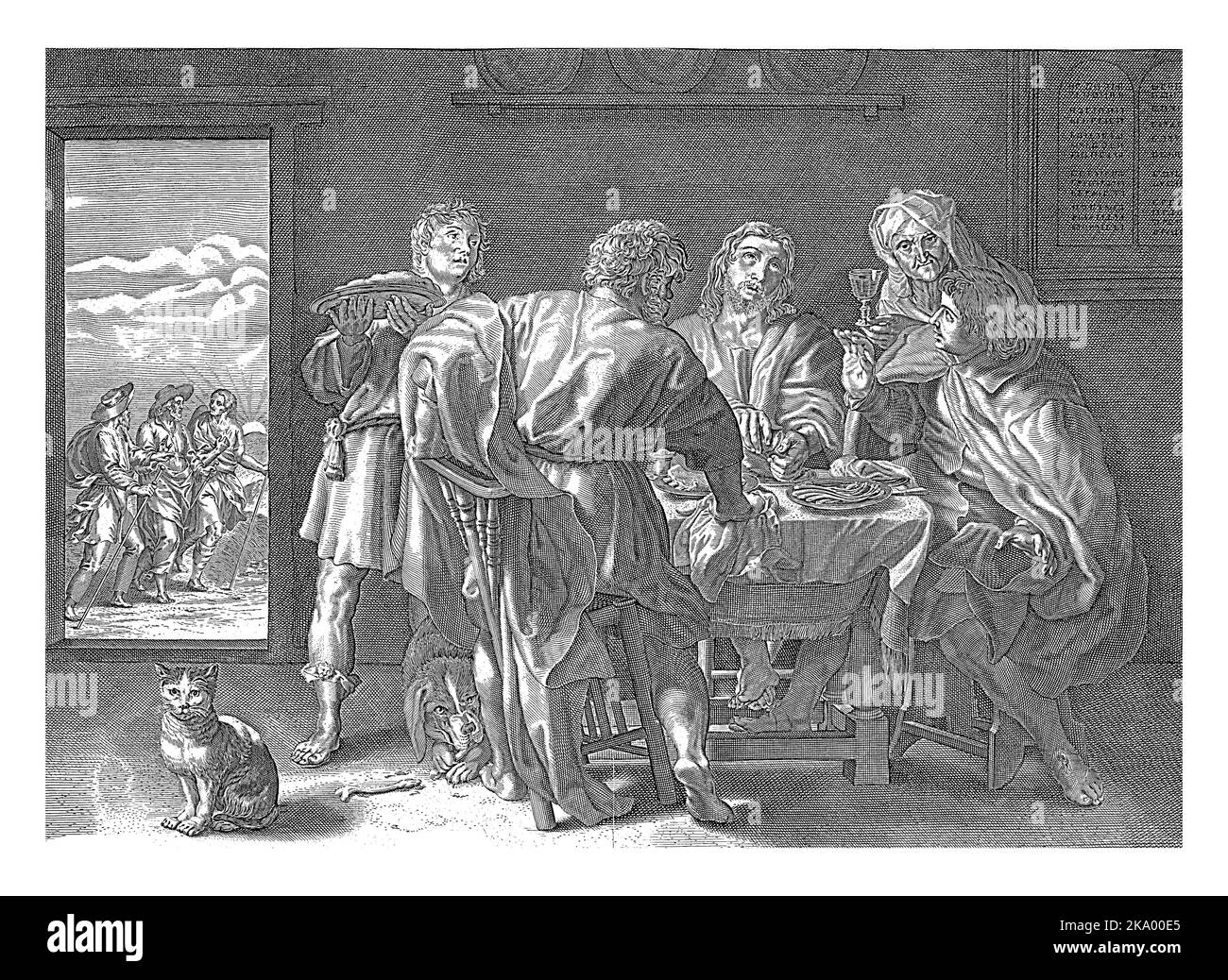 Mahlzeit in Emmaus, anonym, nach Willem Isaacsz. Van Swanenburg, nach Pieter van Sompel, nach Peter Paul Rubens, nach Maerten de Vos, 1630 - 1702 C. Stockfoto