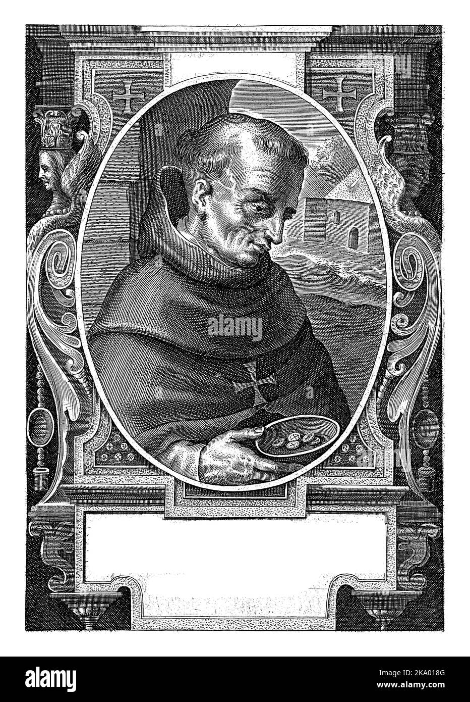 Porträt des heiligen Cyriacus, eines berühmten Mitglieds eines Ordens, der unter der Herrschaft des Augustinus lebte. Stockfoto