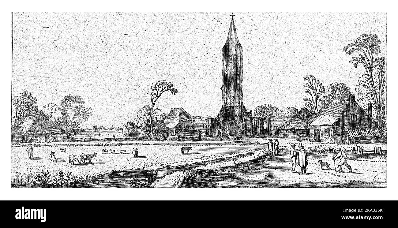 Wanderer auf einer Straße in der Nähe von Spaarnwoude, Esaias van de Velde, 1645, vintage graviert. Stockfoto Wanderer auf einer Straße in der Nähe von Spaarnwoude, Esaias van de Velde, 1645, vintage graviert. Stockfoto
