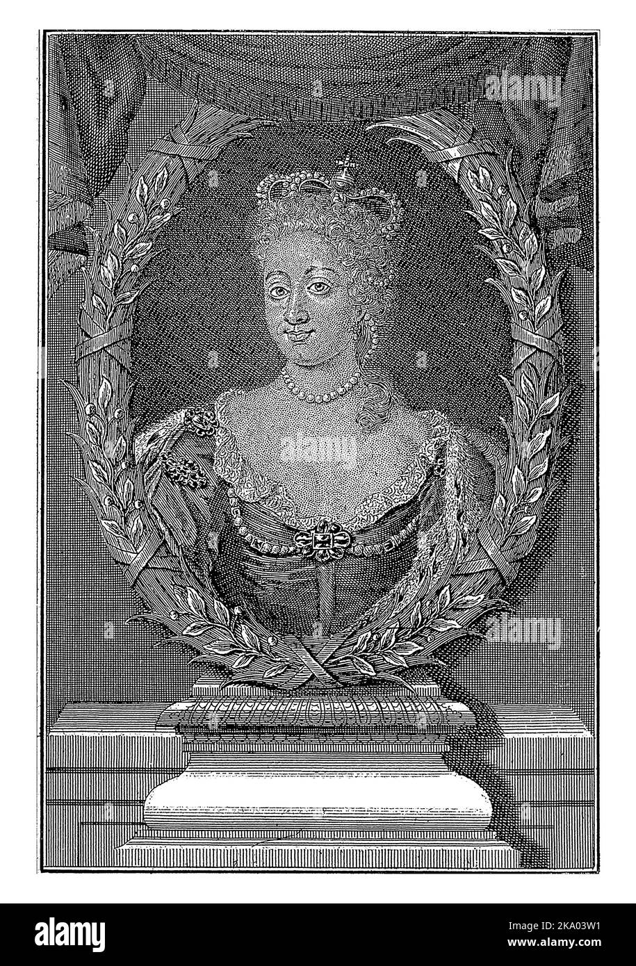Porträt von Louise Elisabeth d'Orleans, Königin von Spanien, Georg Paul Busch, 1734 Stockfoto