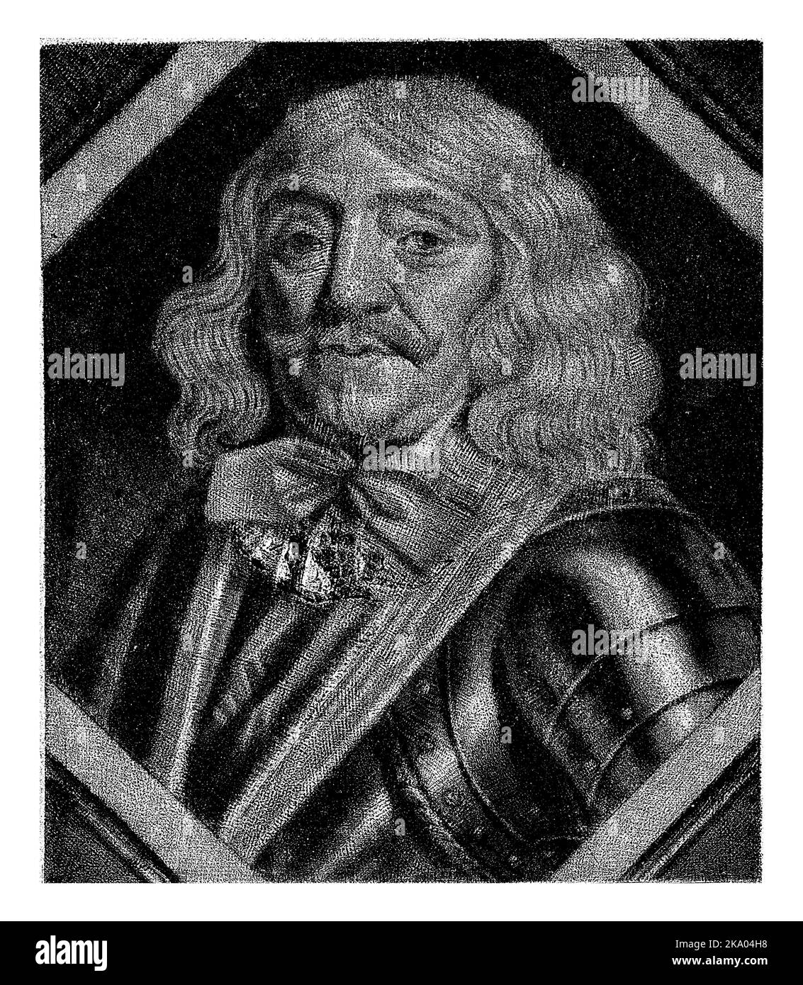 Der Graf Charles Antoine de Calonne in einer Rüstung. Er trägt eine Schleife und einen Kragen aus Spitze. Stockfoto