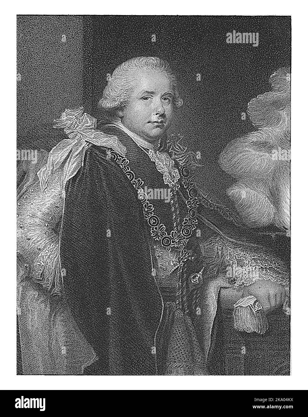 Porträt Willems V., Prinz von Oranien-Nassau, Caroline Watson, nach Ozias Humphry, 1798 Porträt Willems V. im unteren Rand sein Name und Titel Stockfoto