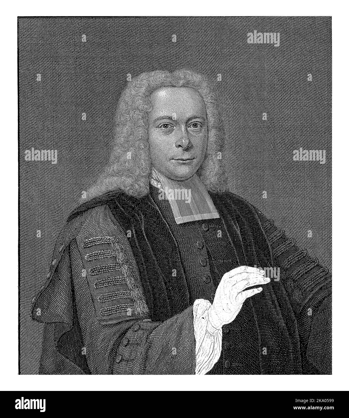 Halblanges Porträt rechts von Franciscus Burmannus, Professor für Theologie, ohne Kopf. Stockfoto