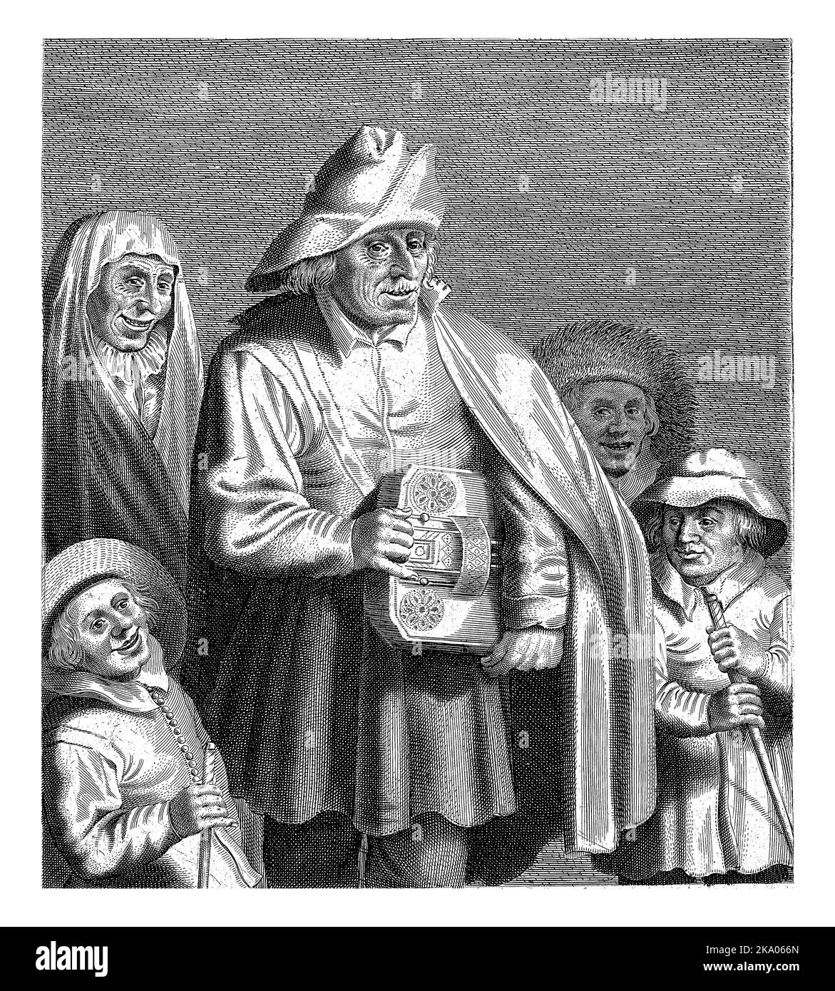 Liereman, Jan van de Velde (II), 1603 - 1652 Ein Mann mit Leier, umgeben von drei Kindern und einer Frau. Stockfoto