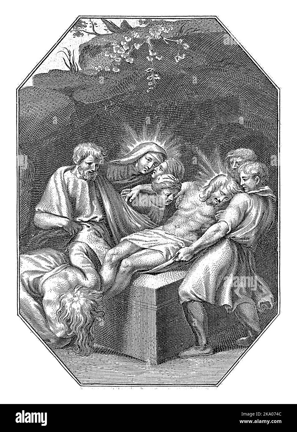 Entombment, Cornelis Galle (I), 1586 - 1650 Christus wird von einer Reihe von Männern in das Grab gelegt. Maria Magdalena küsst seine Füße. Stockfoto Entombment, Cornelis Galle (I), 1586 - 1650 Christus wird von einer Reihe von Männern in das Grab gelegt. Maria Magdalena küsst seine Füße. Stockfoto