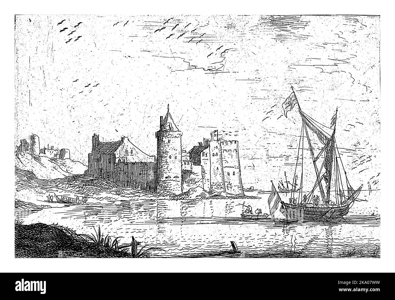 Schloss an der Küste, Bonaventura Peeters (I), 1624 - 1652 Stockfoto
