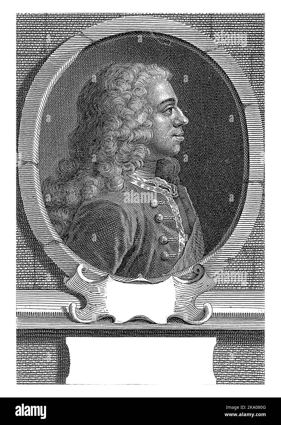 Porträt von Wilhelm IV. In einem Oval. In einer Kartusche fünf Zeilen französischer Text. Sechs Zeilen französischer Text in einem Rahmen. Stockfoto