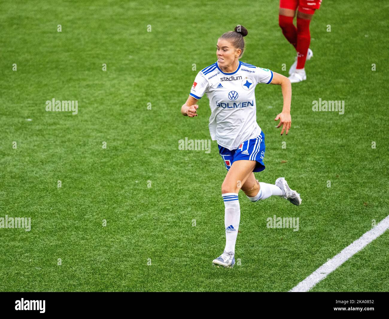 Historisches Damen-Fußballspiel in der Platinumcars Arena in Norrköping zwischen IFK Norrköping und Bergdalens IK im schwedischen Elitettan der zweiten Klasse. Stockfoto