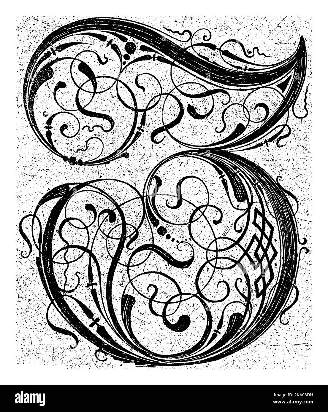 Buchstabe Z, anonym, c. 1600 - c. 1699, Jahrgang graviert. Stockfoto