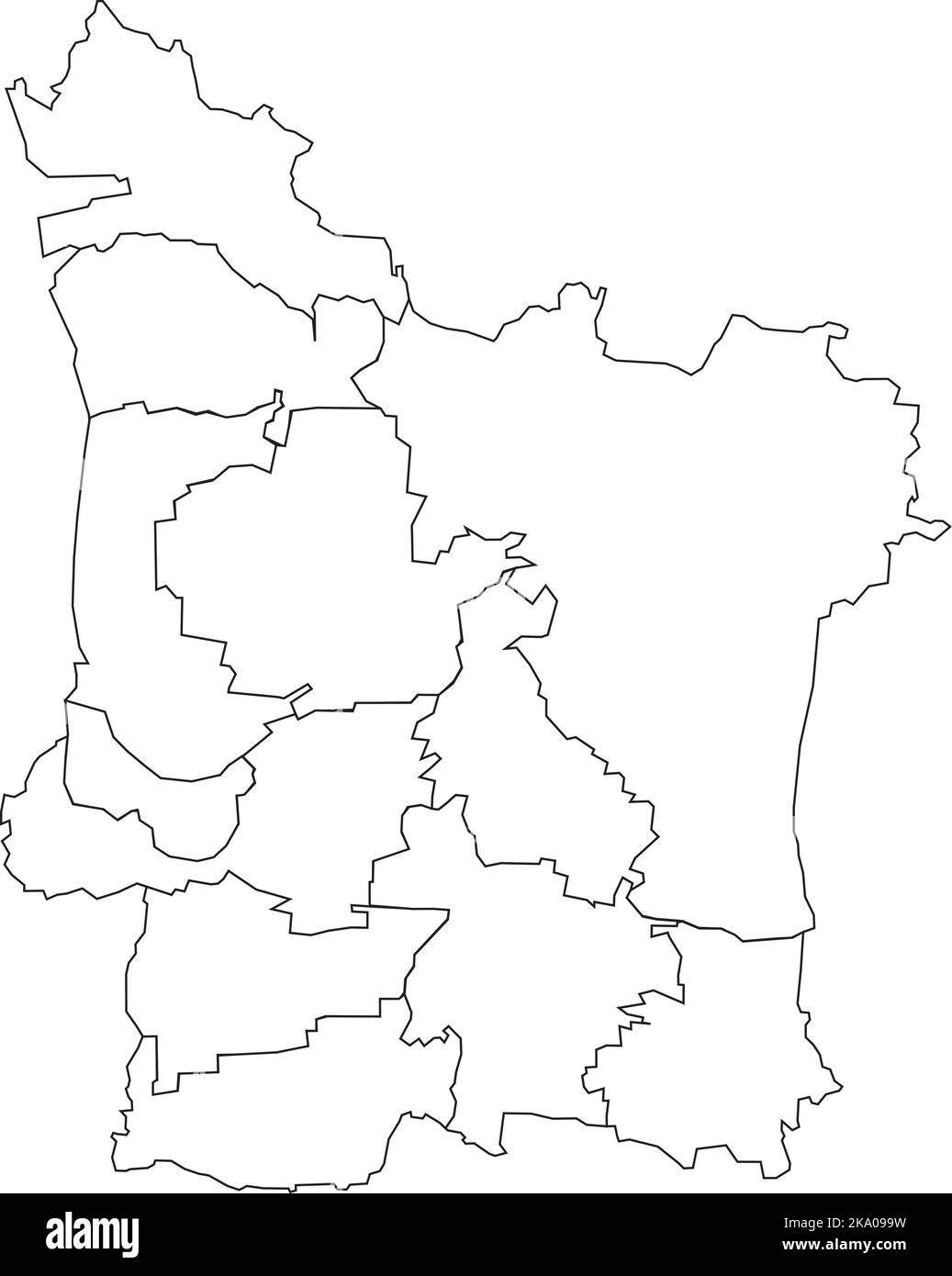 Weiße Bezirkskarte von ERLANGEN, DEUTSCHLAND Stock Vektor