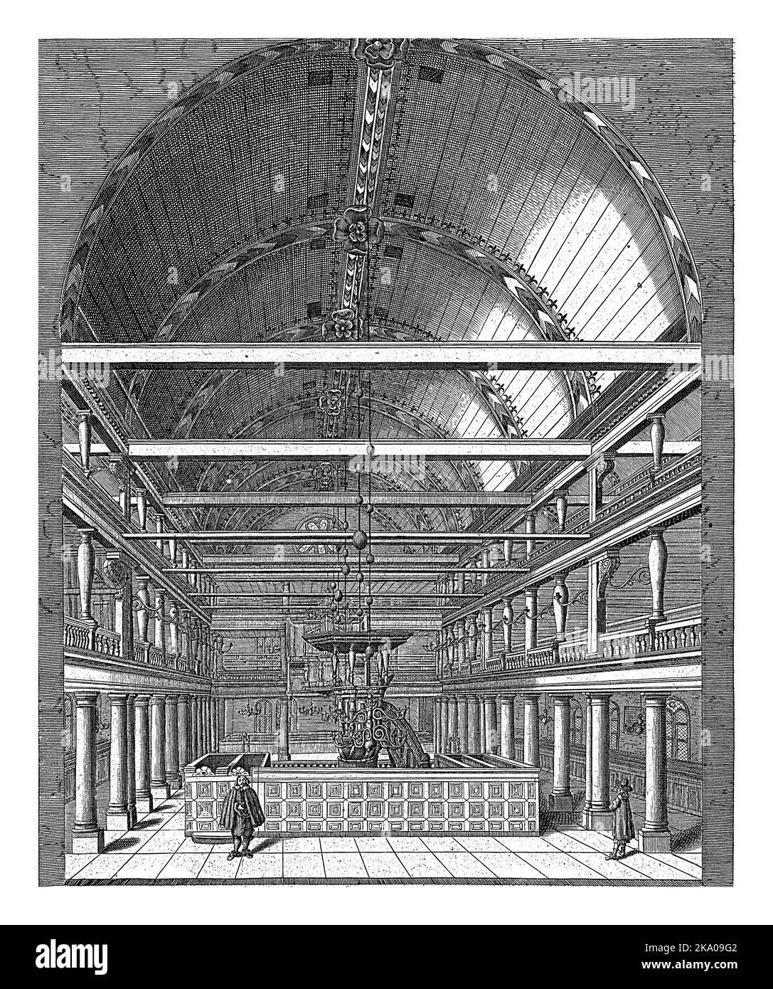 Innenraum der Lutherischen Kirche in Amsterdam, Jan Veenhuysen, 1653 - 1676 Unten rechts: 48. Stockfoto