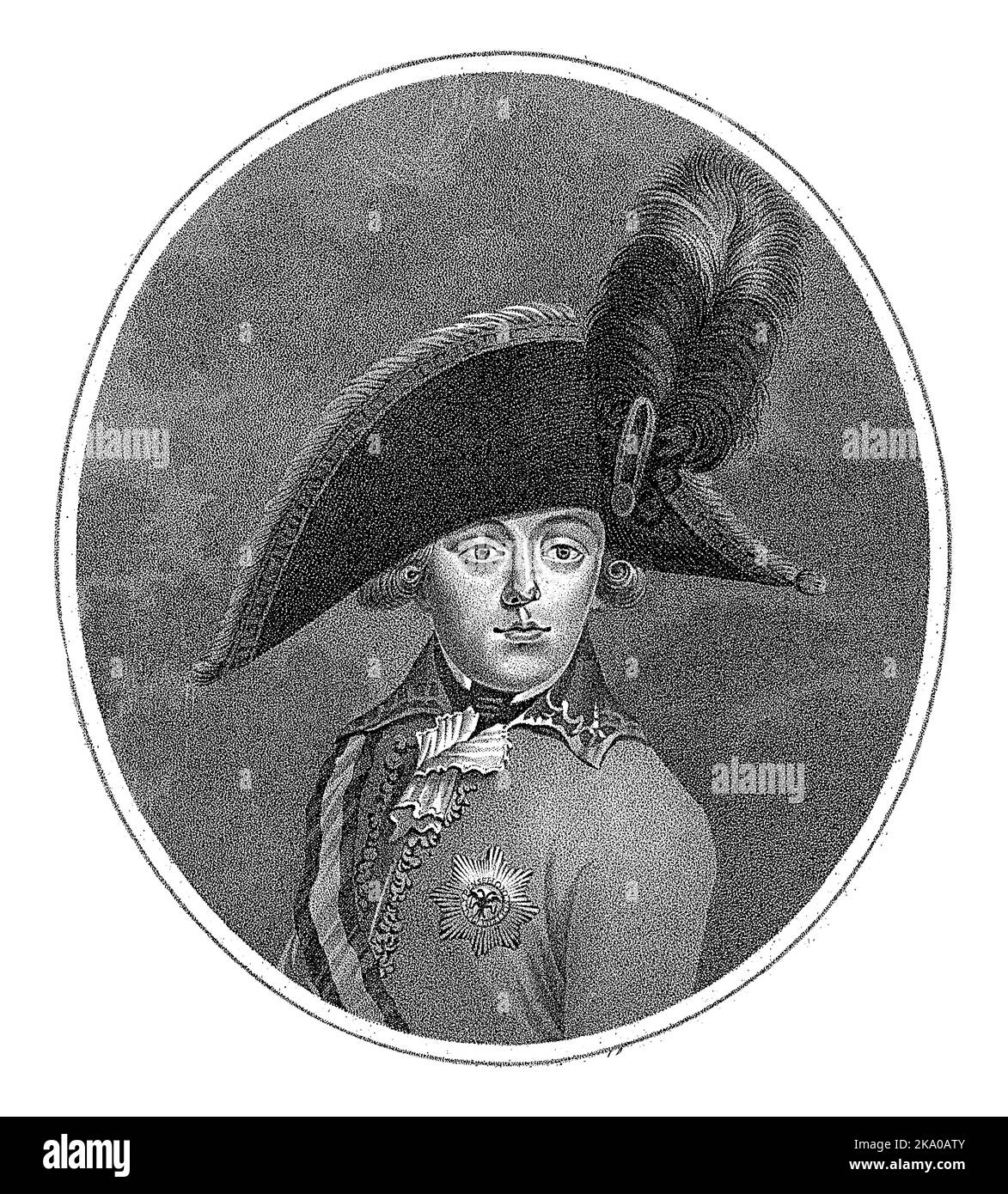Porträt von Prinz Willem George Frederik van Oranje-Nassau, Johan van der Spruyt, 1783 - 1800 Porträt von William George Frederik, Prinz von Oranien-N Stockfoto