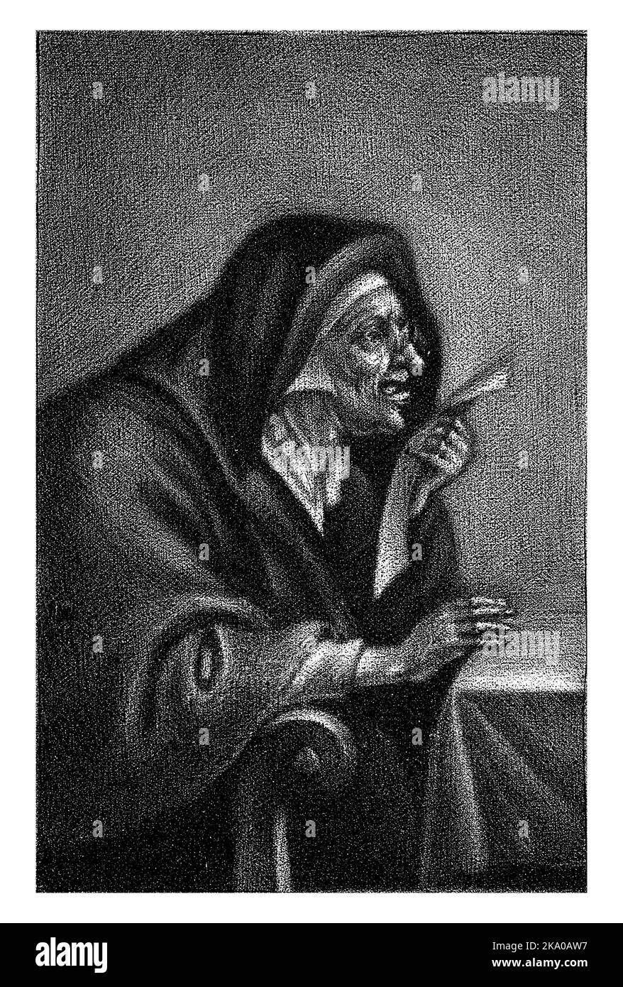 Alte singende Frau, Jan de Groot, nach David Teniers (II), 1698 - 1776 Stockfoto