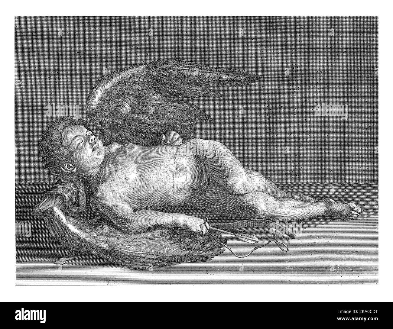 Sleeping Amor, Theodor Vercruys, nach Carlo Sacconi, nach Caravaggio, 1690 - 1739 Stockfoto