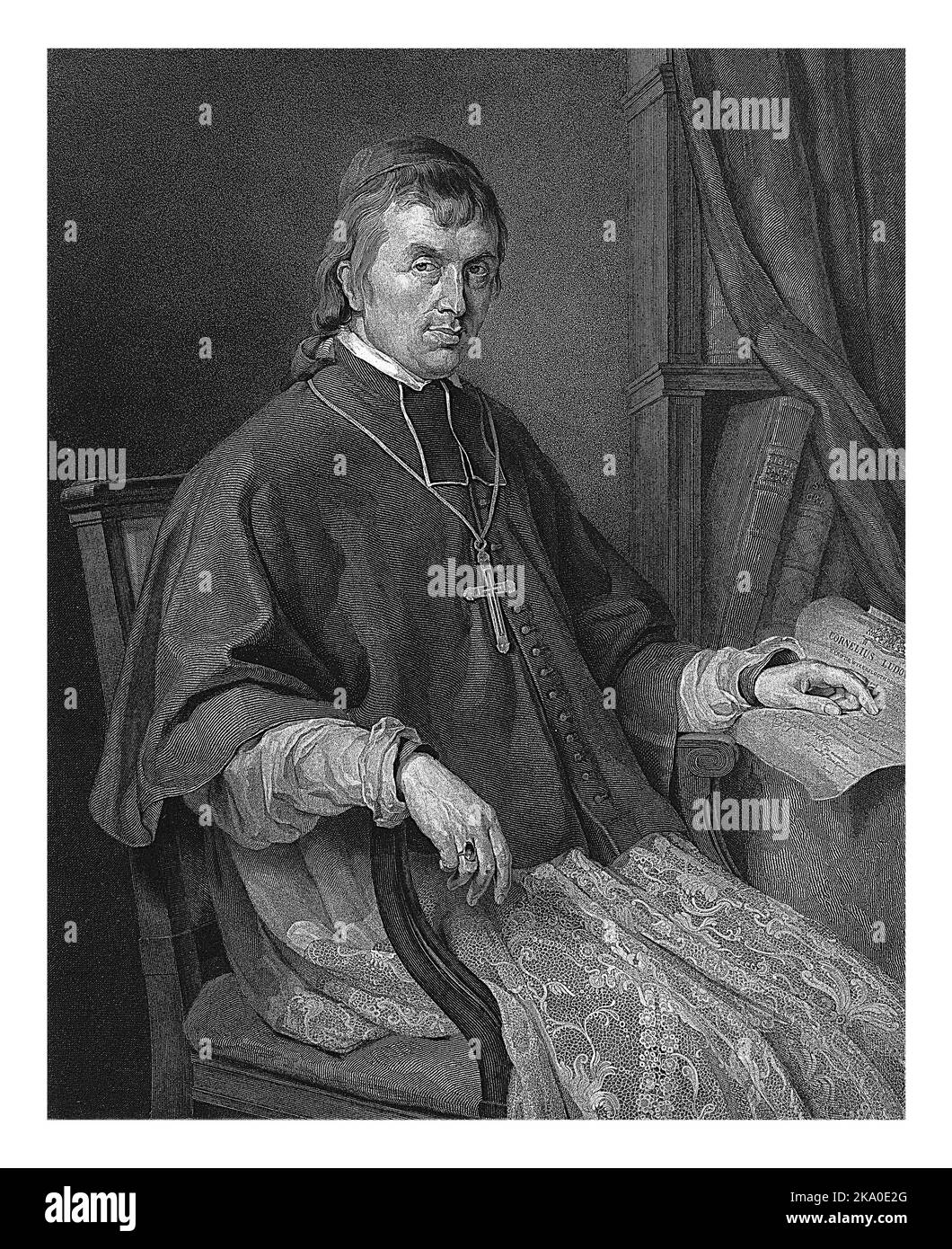 Porträt von Cornelius Ludovicus Baron van Wijkerslooth Bischof von Curium, Henricus Wilhelmus Couwenberg, nach Charles van Beveren, 1837 Stockfoto