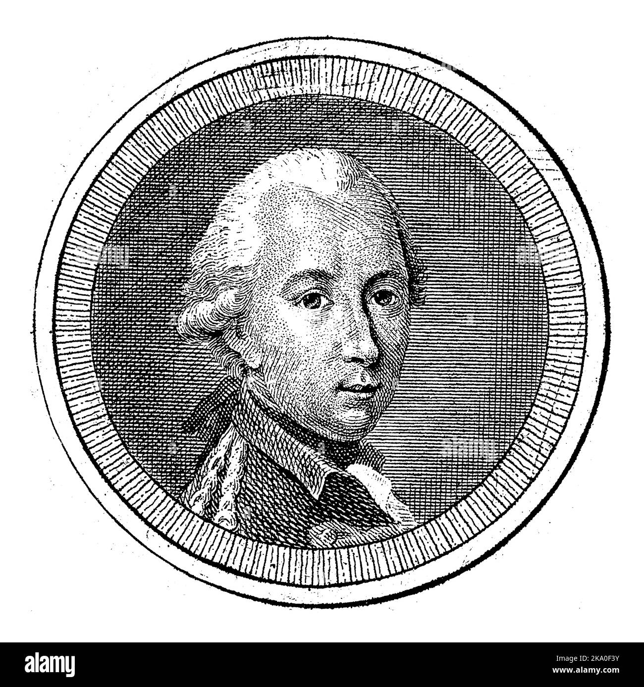 Porträt des Patrioten Alexander Philip van der Capellen in einem Medaillon. Unter dem Porträt ein vierzeiliger Vers auf Niederländisch. Stockfoto