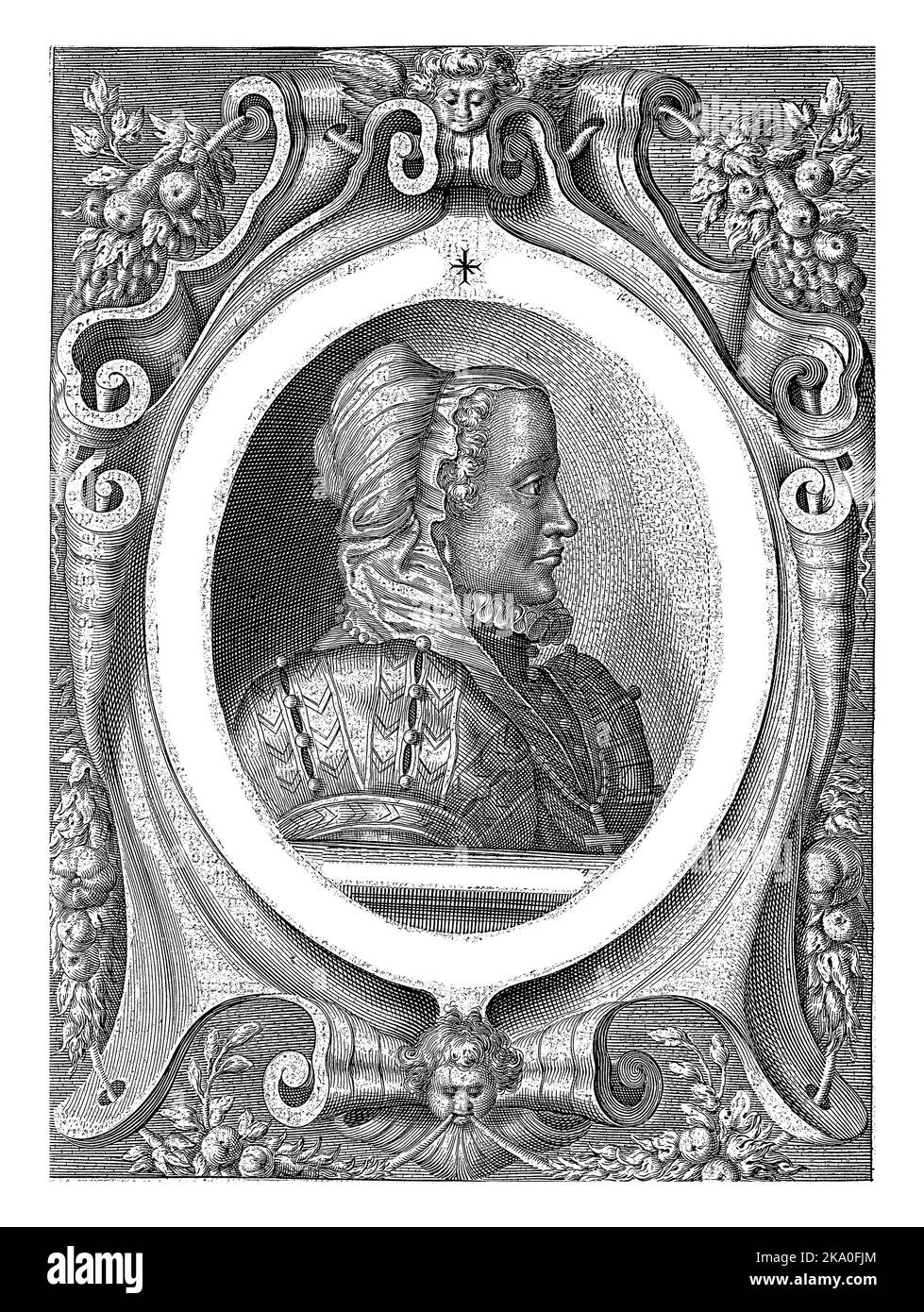 Porträt der Margarete von Parma, Gouvernante der Niederlande, Crispijn van den Questorn, nach Nicolaes de Bruyn, 1614 - 1623 Porträt der Margarete von Pa Stockfoto