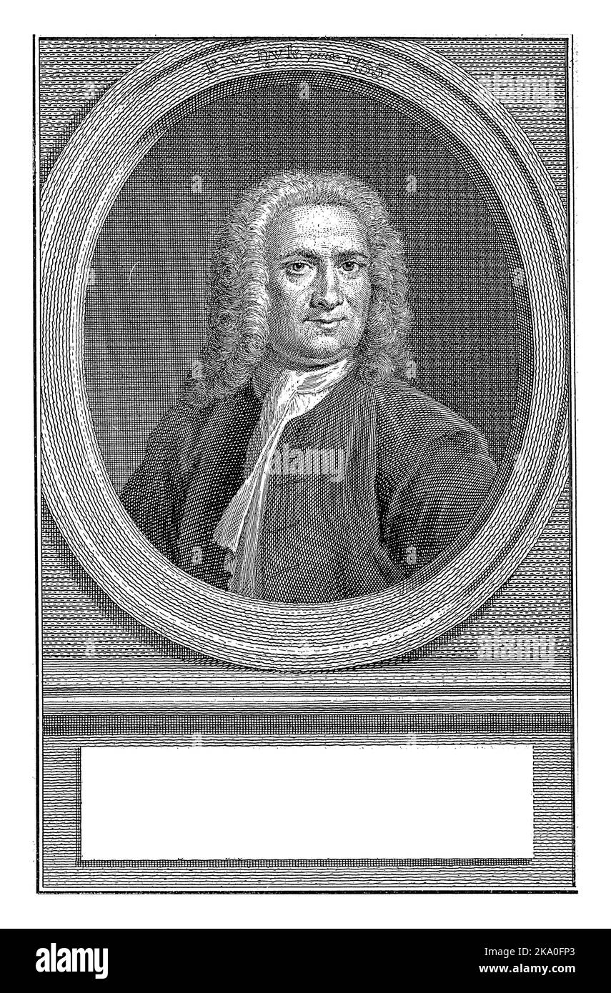 Büste von Francois Fagel in einem Oval. Das Porträt ruht auf einem Sockel, auf dem sein Name und seine Informationen in drei Zeilen auf Niederländisch stehen. Stockfoto