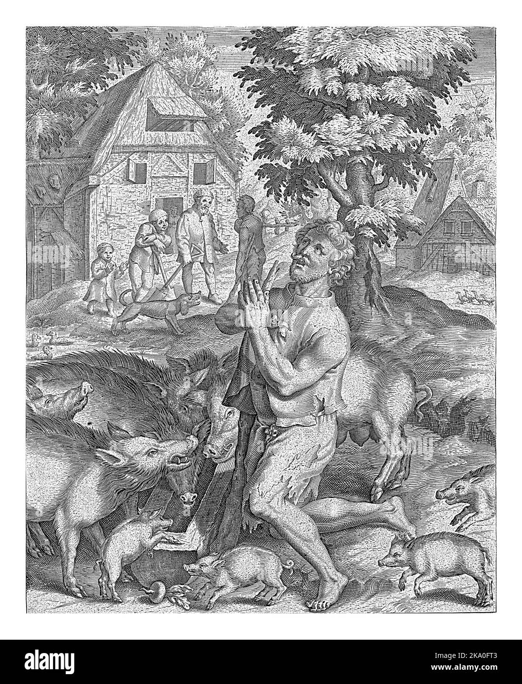 Wundersohn als Schweinehirt, Nicolaes de Bruyn, 1581 - 1656 Stockfoto