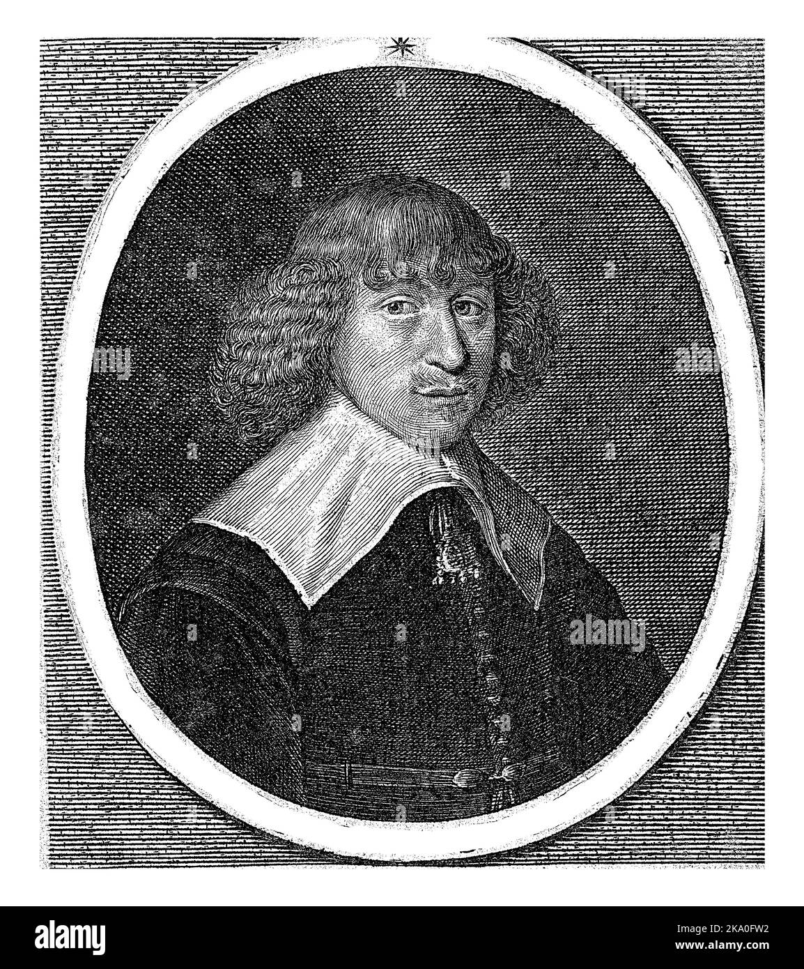 Porträt von Pieter van der Straten im Alter von 24 Jahren, Cornelis van Dalen (I), 1640 - 1665 Porträt von Pieter van der Straten im Alter von 24 Jahren. Stockfoto