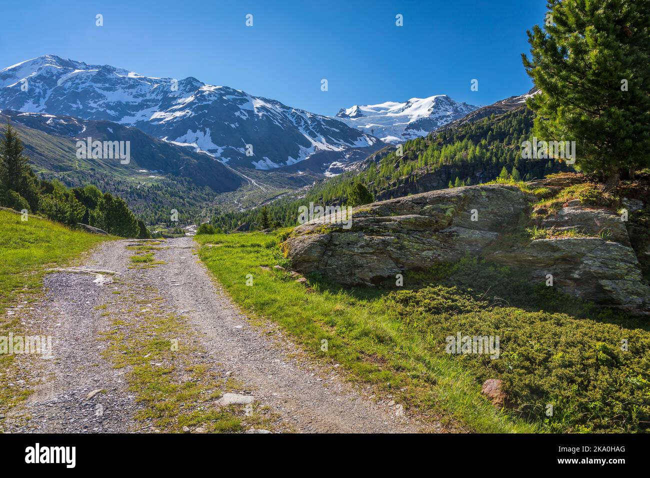 Landstraße in Gran Paradiso Parklandschaft: Italienische alpen in Norditalien Stockfoto