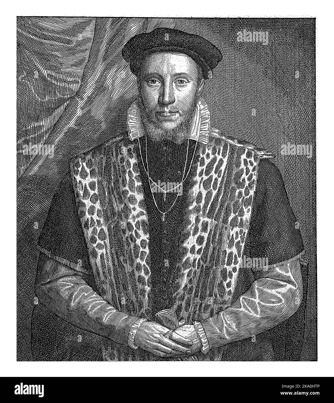 Porträt von Adriaen van Blijenburgh, Samuel van Hoogstraten, 1648 - 1677 Adriaen van Blijenburgh, Sheriff von Dordrecht, halbe Länge. Unter dem Porträt Stockfoto