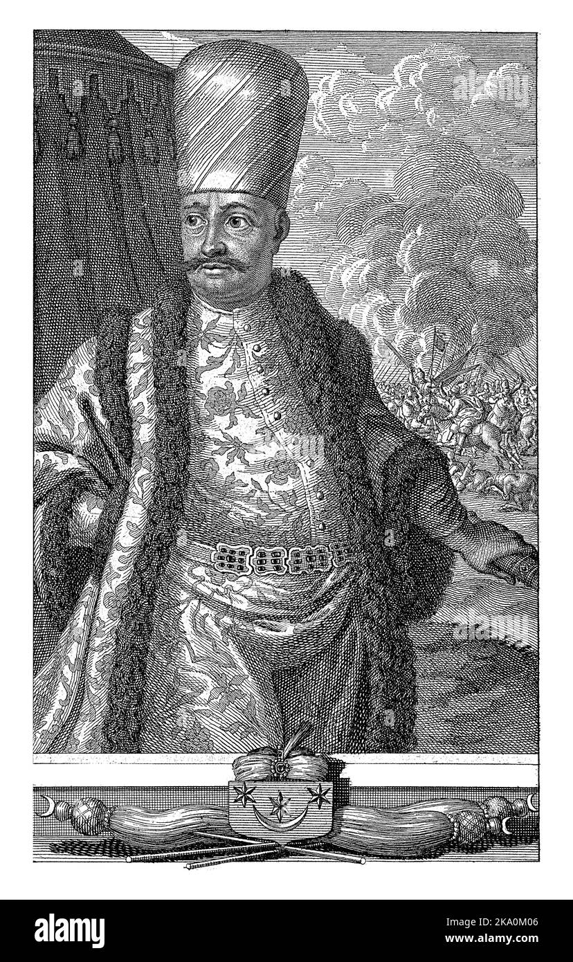 Porträt des französischen Osman Pascha, Graf von Bonneval, der zum Islam konvertierte und zum General der türkischen Armee wurde. Stockfoto