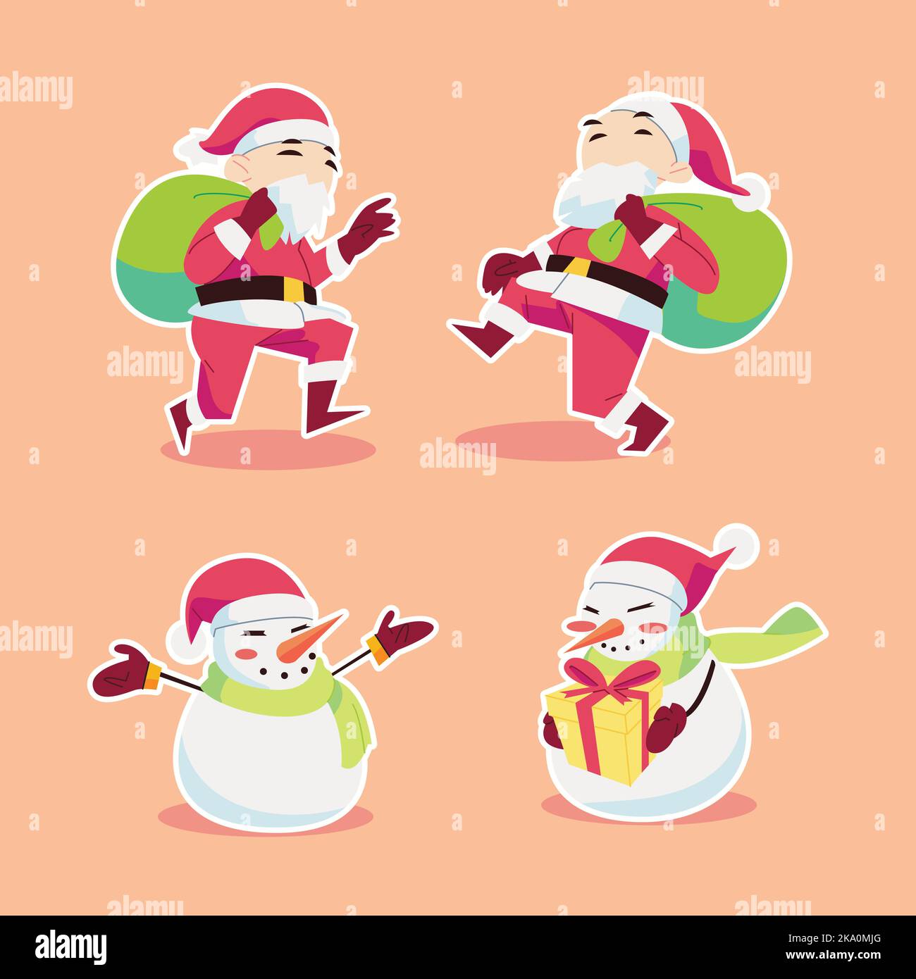 Schneemann Santa Claus ist eine kostenlose flache Design-Vektor-Grafik. Sie können dieses Schneemann-Bild für Geburtstage, Weihnachten, Weihnachtsmann und andere saisonale cel verwenden Stock Vektor