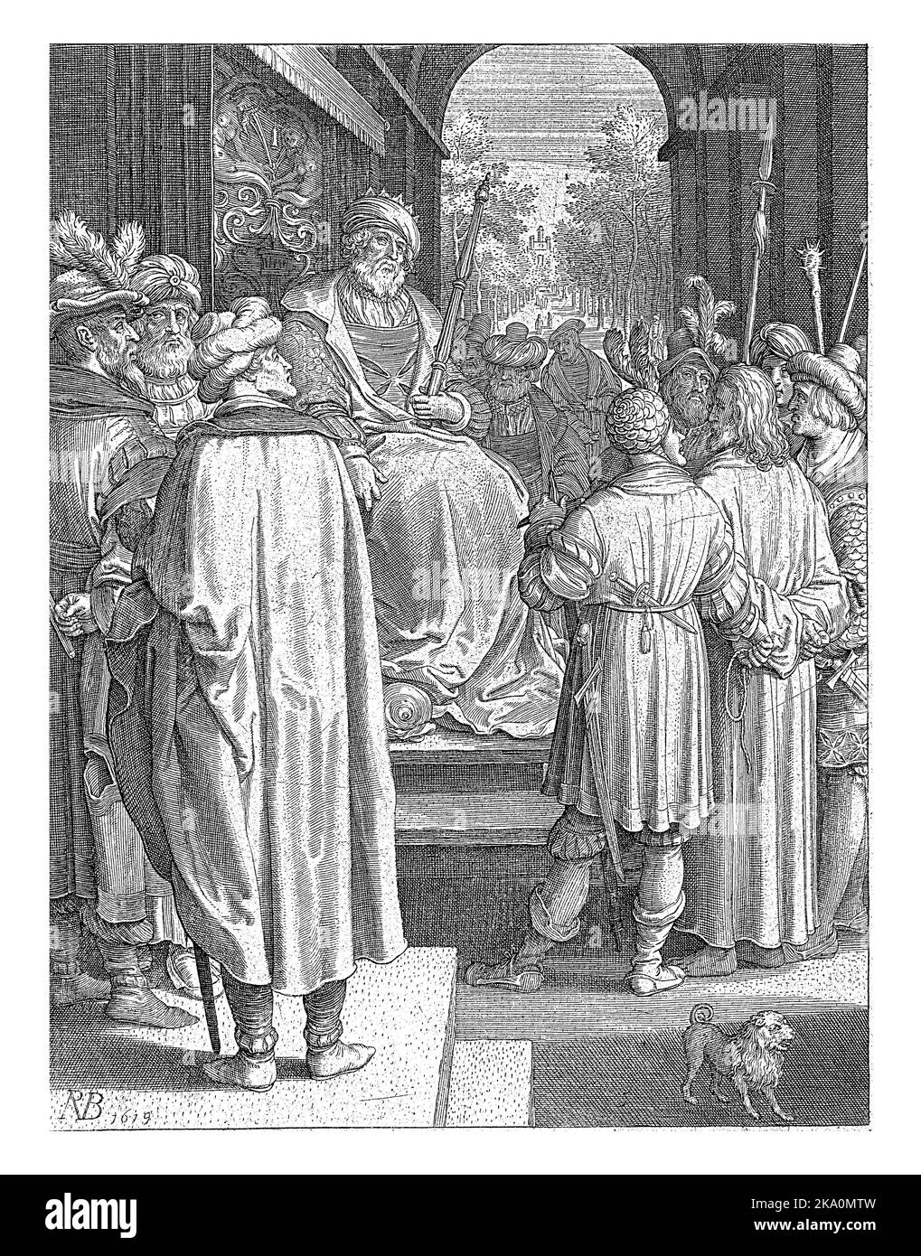 Christus vor Pilatus, Nicolaes de Bruyn, 1619 Stockfoto