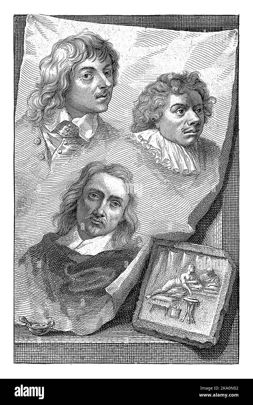 Porträts von Jan Lievens, Anthonie Palamedesz. Und Erasmus Quellinus, Jacob Houbraken, 1753 Stockfoto