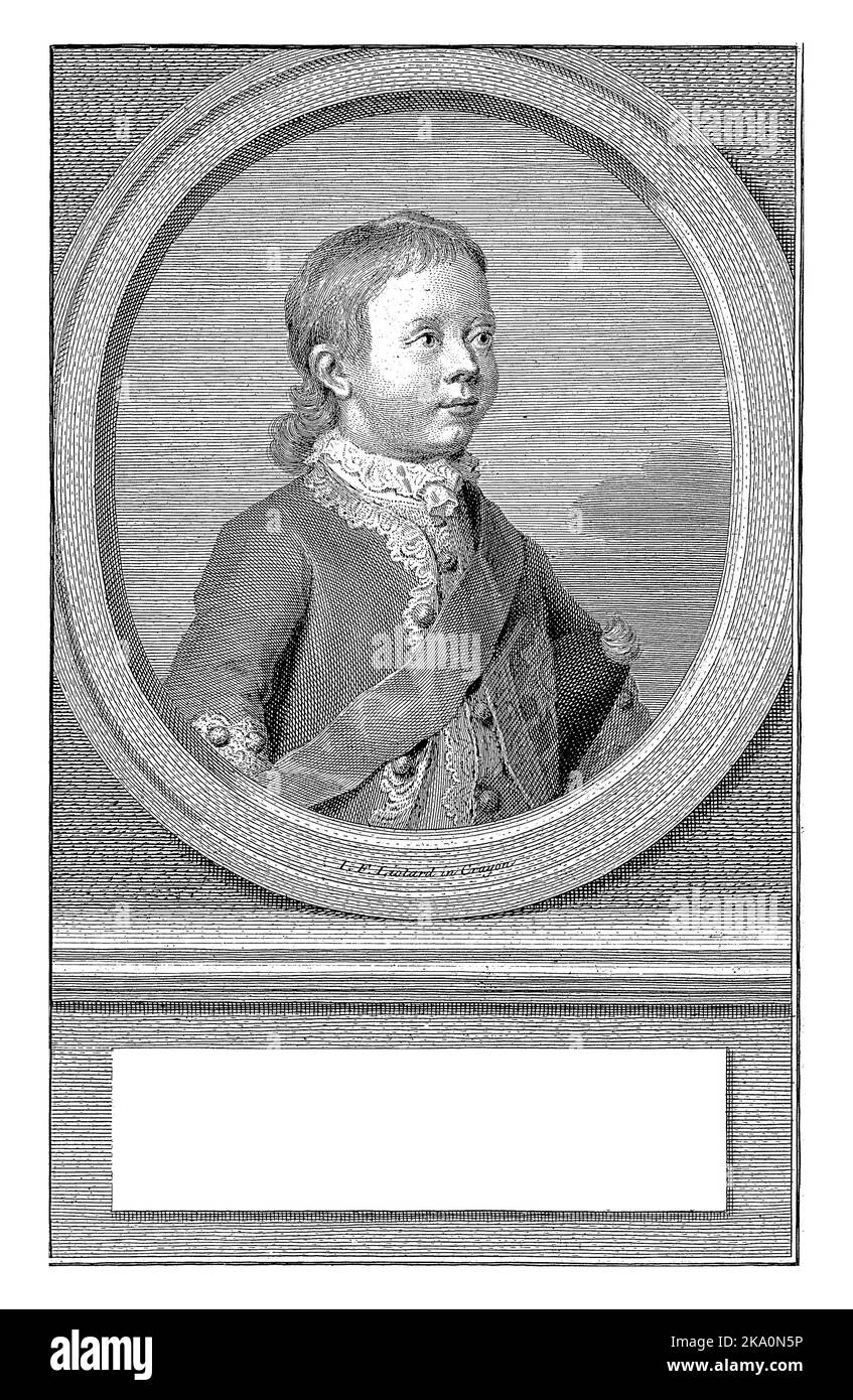 Porträt von Wilhelm V., Prinz von Oranien-Nassau, Jacob Houbraken, nach Jean-Etienne Liotard, nach Aert Schouman, 1759 Stockfoto