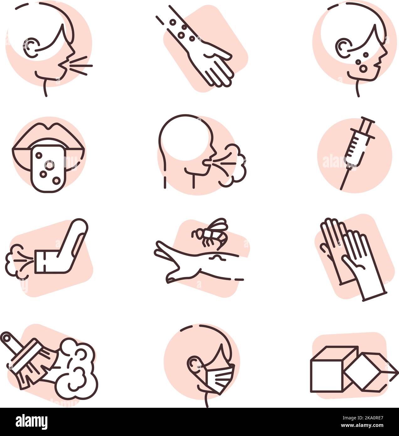 Allergiediagnostik, Illustration oder Symbol, Vektor auf weißem Hintergrund. Stock Vektor