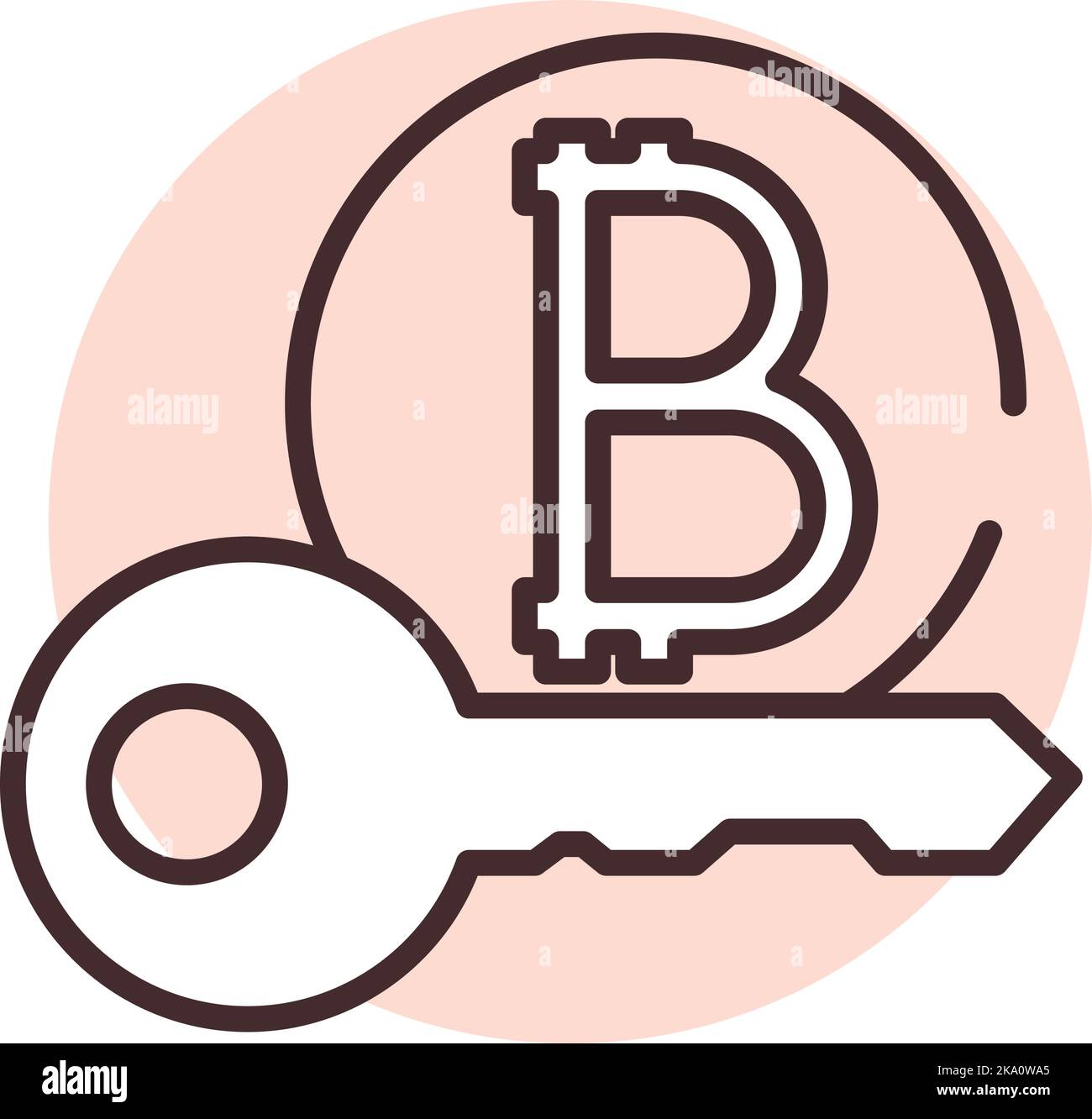 Blockchain-Schlüssel, Illustration oder Symbol, Vektor auf weißem Hintergrund. Stock Vektor