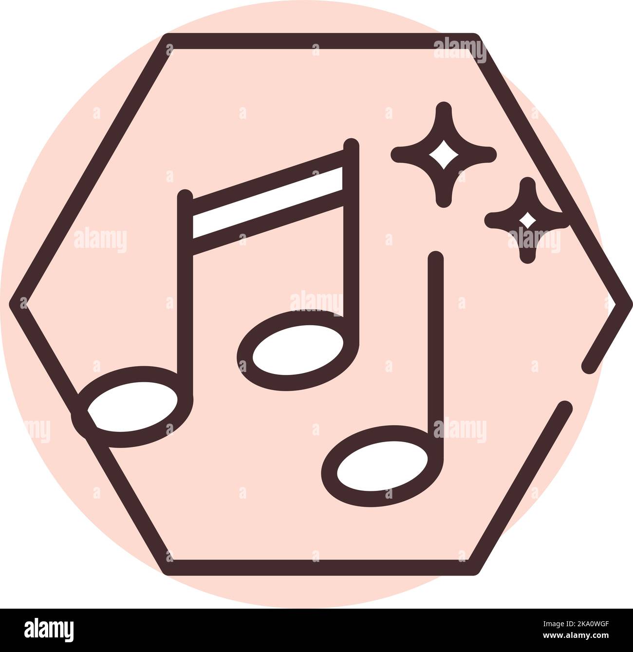 Blockchain-Musikkunst, Illustration oder Symbol, Vektor auf weißem Hintergrund. Stock Vektor