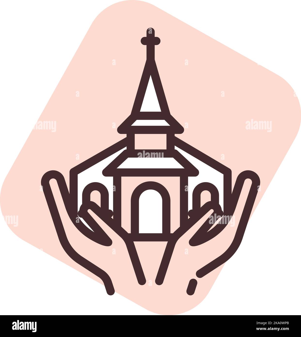 Kirche Nächstenliebe, Illustration oder Symbol, Vektor auf weißem Hintergrund. Stock Vektor