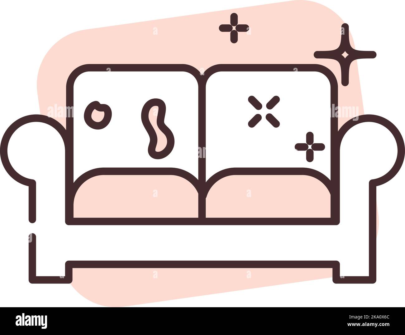 Reinigung von Wohnmöbeln, Illustration oder Symbol, Vektor auf weißem Hintergrund. Stock Vektor