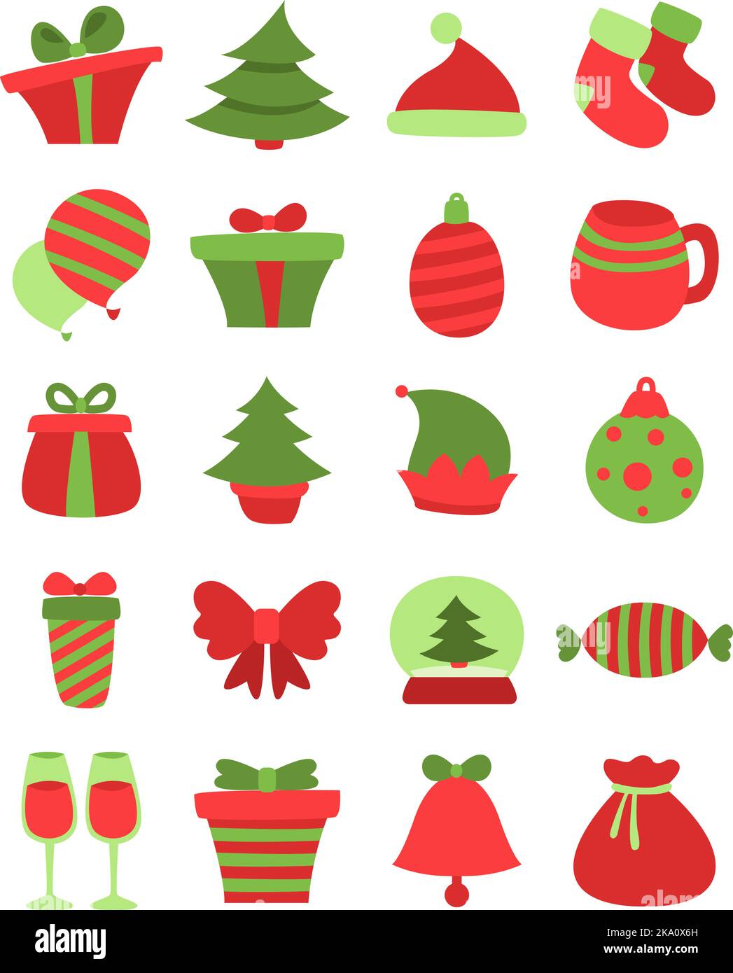 Weihnachtsfeier, Illustration oder Ikone, Vektor auf weißem Hintergrund. Stock Vektor