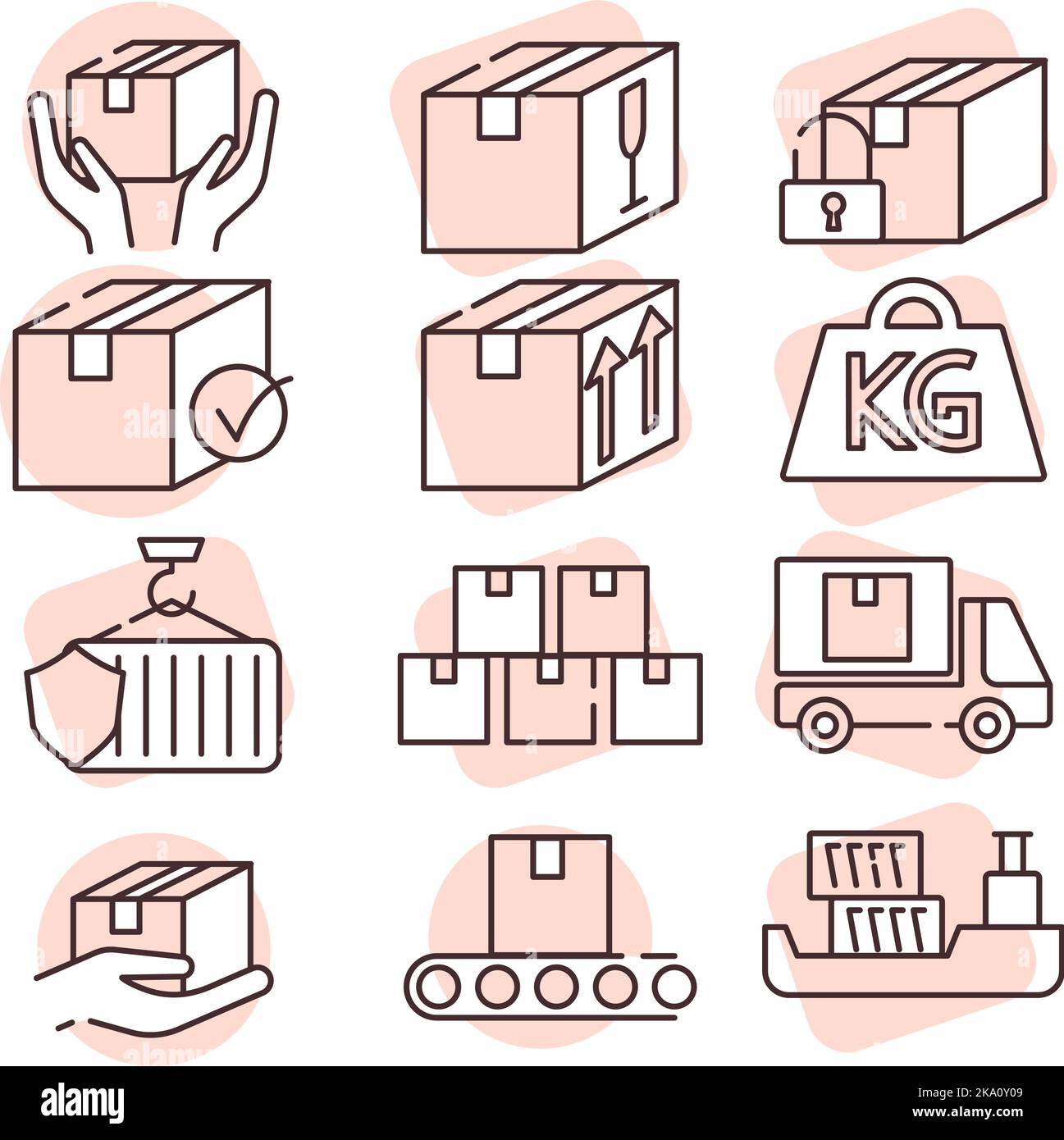Liefersymbole, Illustration oder Symbol, Vektor auf weißem Hintergrund. Stock Vektor