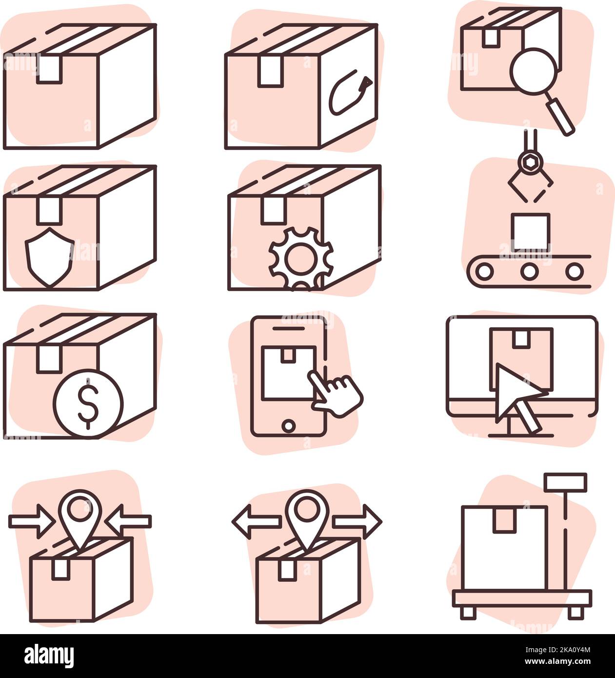 Liefersymbole, Illustration oder Symbol, Vektor auf weißem Hintergrund. Stock Vektor