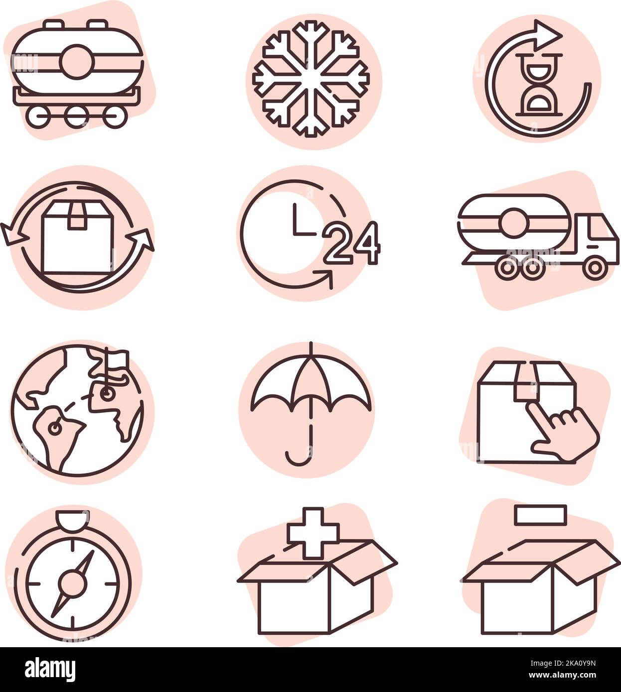 Liefersymbole, Illustration oder Symbol, Vektor auf weißem Hintergrund. Stock Vektor