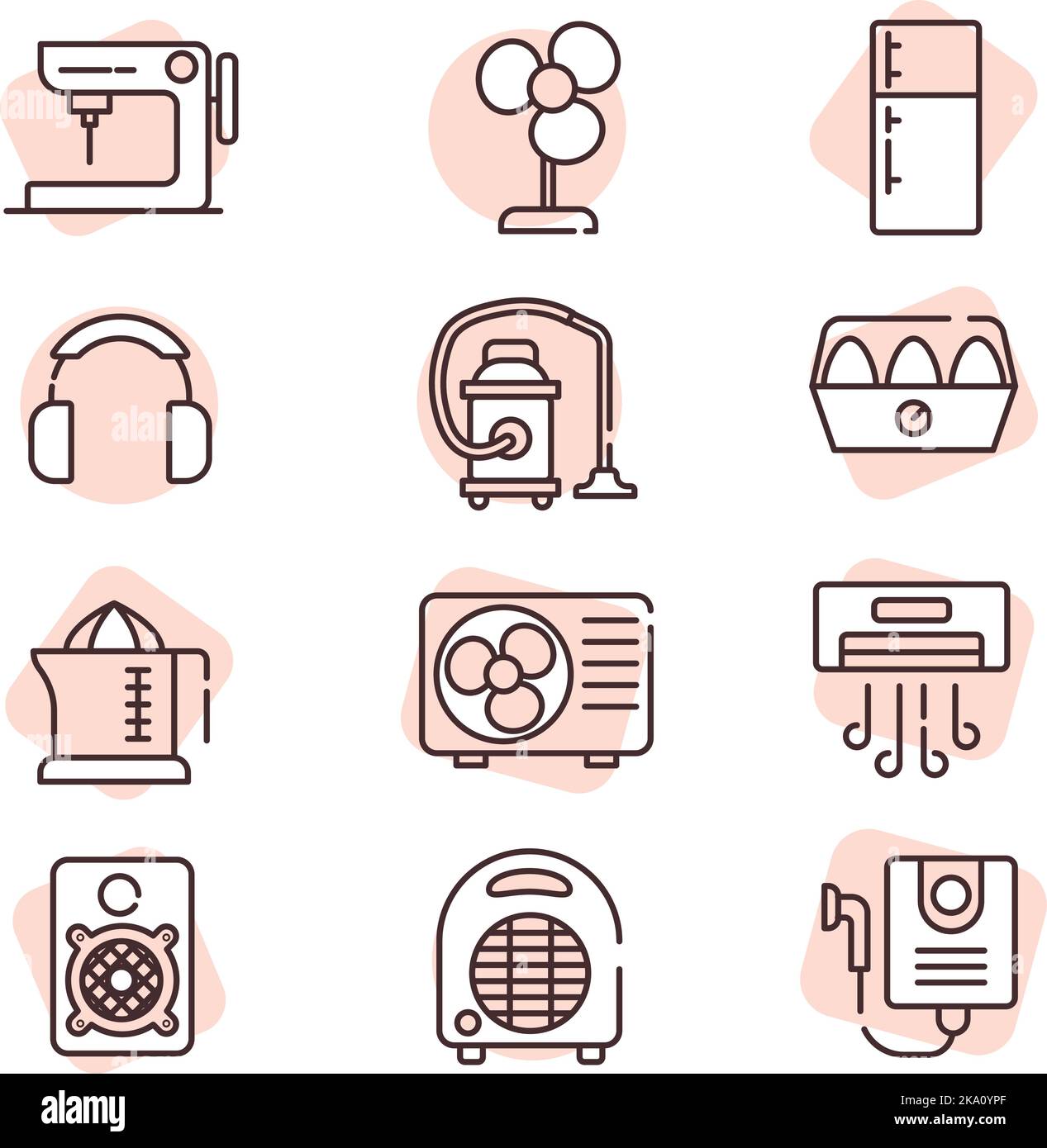 Elektronik Haushaltsgeräte, Illustration oder Symbol, Vektor auf weißem Hintergrund. Stock Vektor