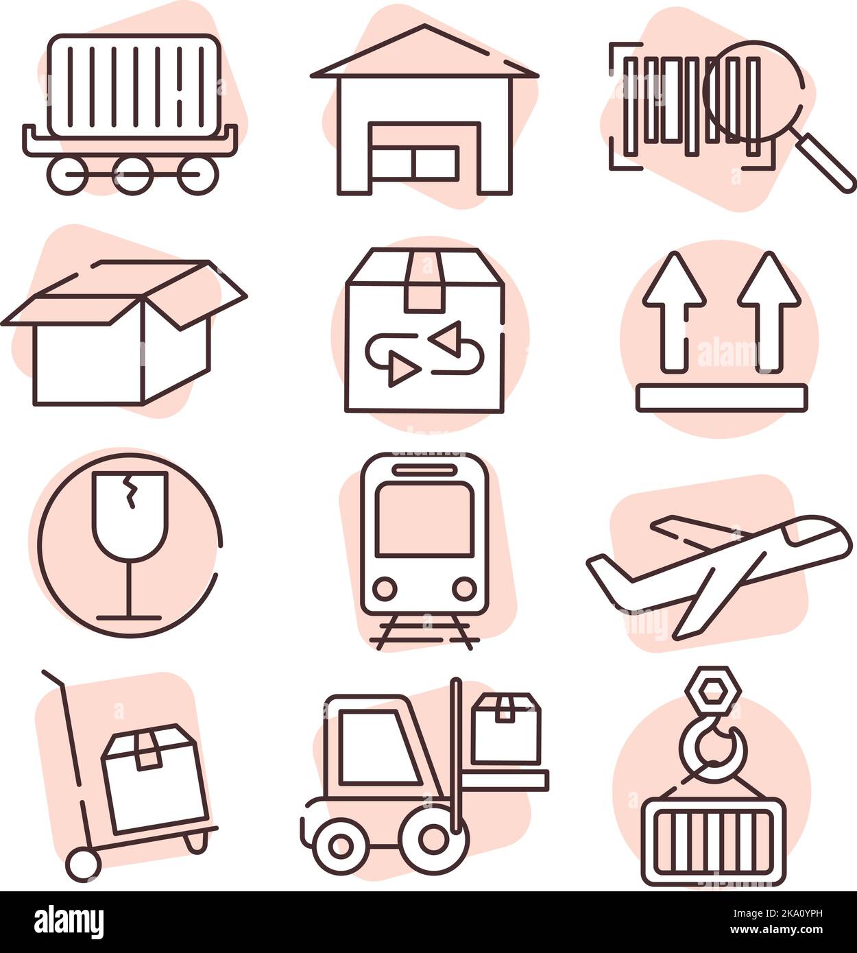 Liefersymbole, Illustration oder Symbol, Vektor auf weißem Hintergrund. Stock Vektor