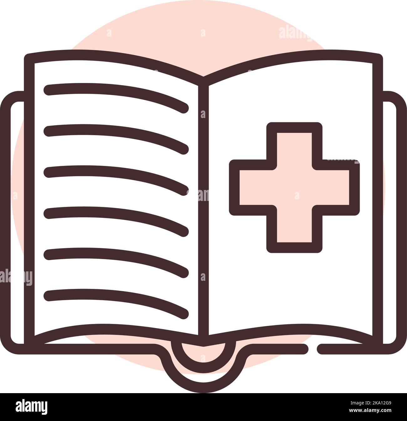 Medizinisches Buch, Illustration oder Symbol, Vektor auf weißem Hintergrund. Stock Vektor