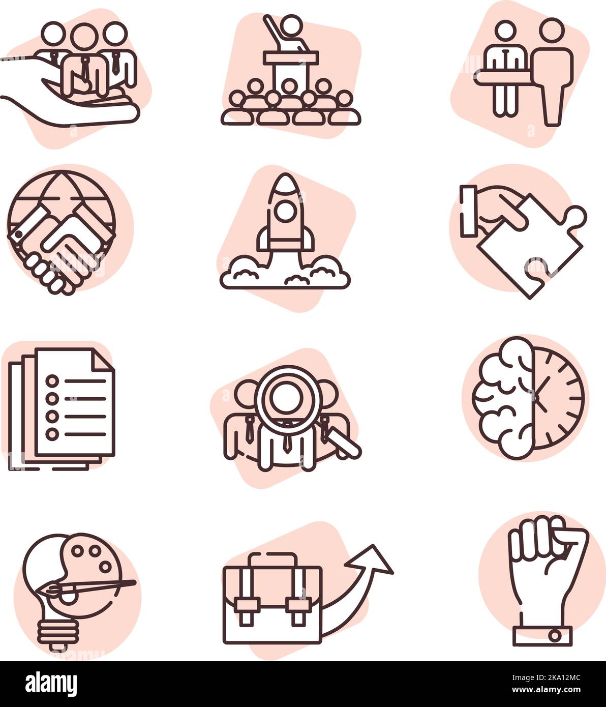 Personen und Unternehmen, Illustration oder Symbol, Vektor auf weißem Hintergrund. Stock Vektor