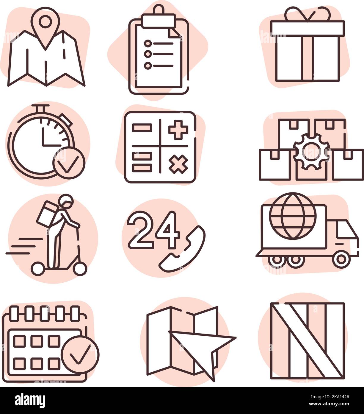 Shimpment Icon Set, Illustration oder Icon, Vektor auf weißem Hintergrund. Stock Vektor