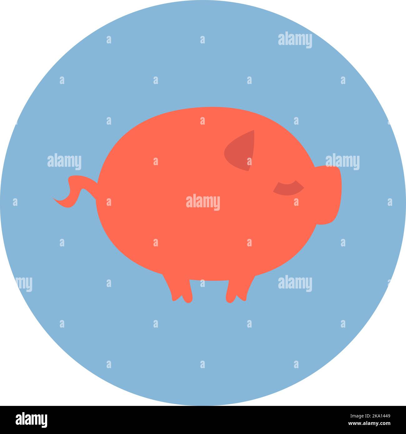 Landleben Piggy, Illustration oder Symbol, Vektor auf weißem Hintergrund. Stock Vektor