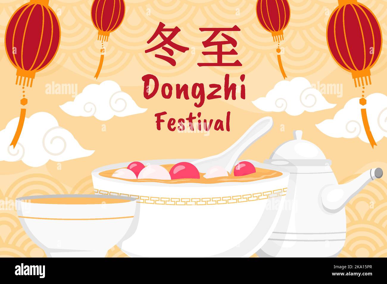 Dongzhi Festival Hintergrund Illustration in flachem Design Stock Vektor